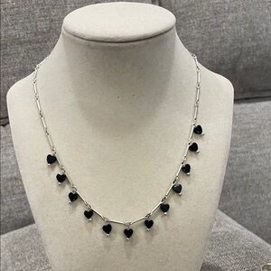 925 Elegant Black Heart Necklace
